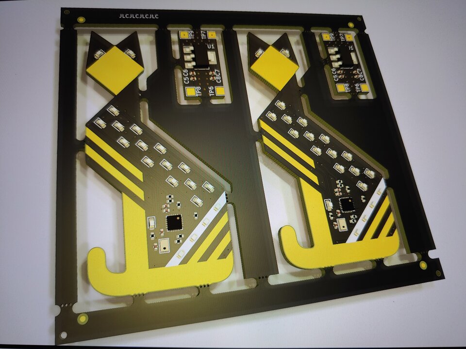 Rendered PCB panel in KiCAD